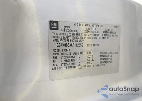 2010 Chevrolet Silverado 3500Hd Lt из США, поврежденный, VIN 1GC4K0B63AF112559